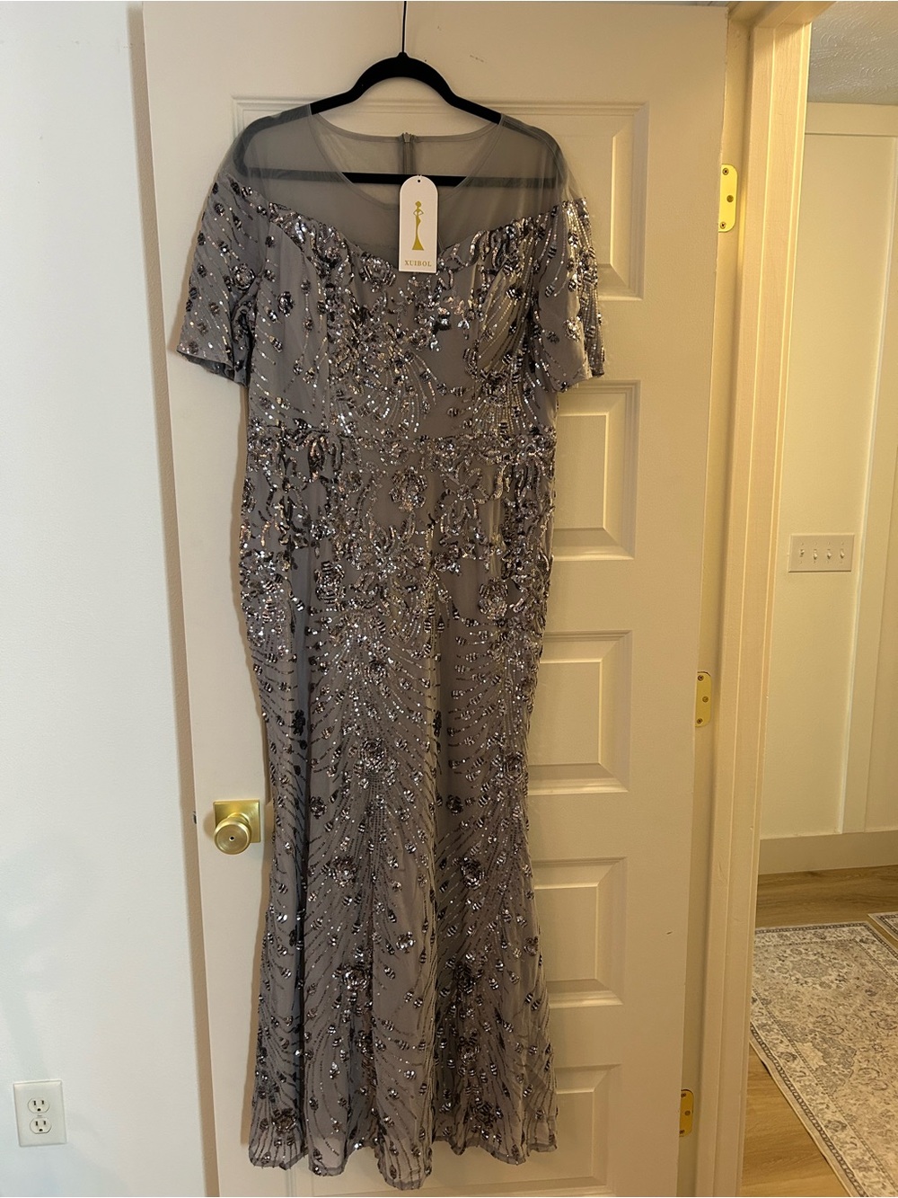 Grey Embellished Gown XXL